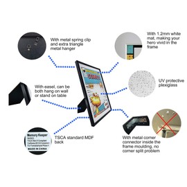 Memory Keeper Comic Book Frame, 8 Pack, UV Protection,White Mat, Fits Current Comics up to 6 3/4" x 10 1/4", Fits with Comic Book Bags and Sleeves,Wall or Tabletop Display