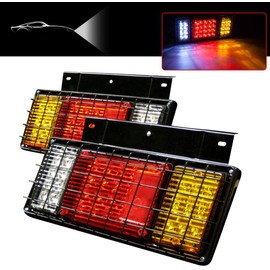 LIMICAR 2PCS 40 LED Trailer Tail Lights Kit with Iron Net Protection Turn Signal Brake Reverse Running Lights, LED Trailer Lights for Isuzu NPR NPR-HD NRR NQR NKR NHR FSR FRR Truck