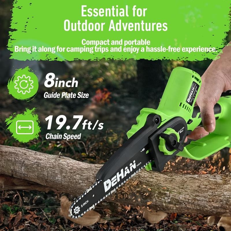 DehanTools Cordless Chainsaw 6/8/12 Inch, 1000W Brushless, Handheld Chain Saw