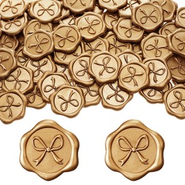 MotiMind 100 Pcs Bow Wax Seal Stickers Bow Wax Seal Stickers, 3D Self Adhesive Decals for Wedding Party Invitation, Greeting Cards, Gift Wrapping(Antique Gold)