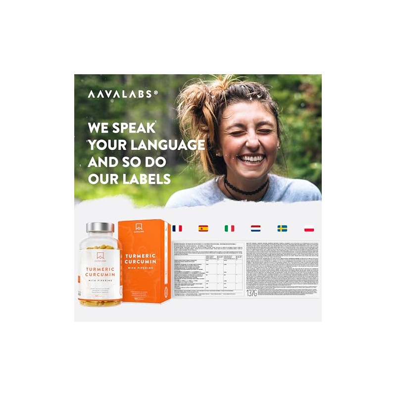 AAVALABS Turmeric and Black Pepper Capsules with Ginger Root Extract