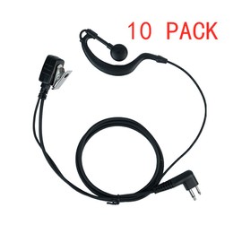 2 Pin G Shape Earpiece Headset with Ptt Mic for Motorola cls1110 cp200 cls1410 cp185 cp200d rdm2070d walkie Talkie 2 Way Radio(10 Packs) by Klykon