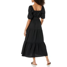 The Drop Women's Anaya Square Neck Cut-out Tiered Maxi Dress, Black, M