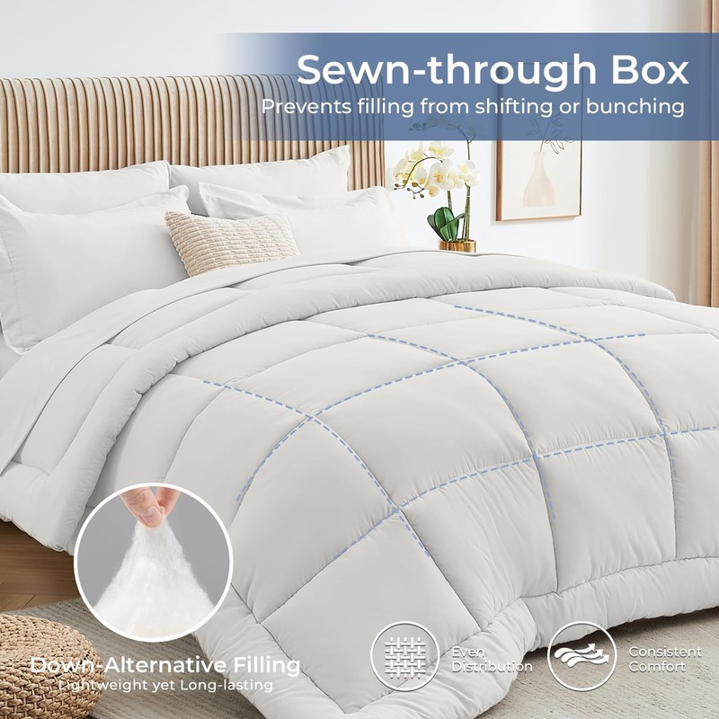 Sasttie Queen Comforter Set, 7 Pieces Bed in a Bag