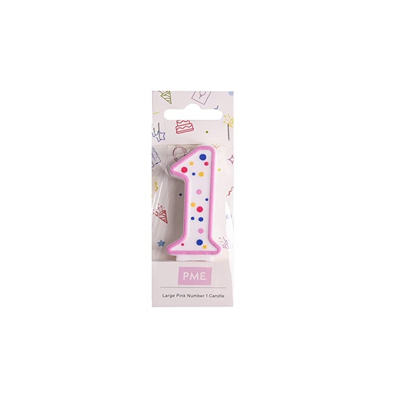 PME Pink Number 1 Candle, Large Size