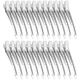 24 Pcs Duck Bill Hair Clips, Hair Clips for Women Styling Sectioning, BetyBedy 3.5 Inches Metal Alligator Curl Clips Hair Pins for Hair Styling, Hair Coloring, Thick Hair Roller (Silver)