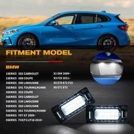 POPMOTORZ LED License Plate Light for E82/E88/E90, License Plate Light 18 LED 2835 SMD with CAN-Bus, Xenon White Car Number Plate Light for E91/E92/E93/E39/E60/E61/F07/F10/F11/F18