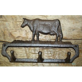 Antiques Vintage/Hooks Cast Iron/Coat Hook/Locker Rooms/Kitchens Cast Iron Antique Style Cow Towel Coat Hook Farm Hat Hooks Key Rack Man cave