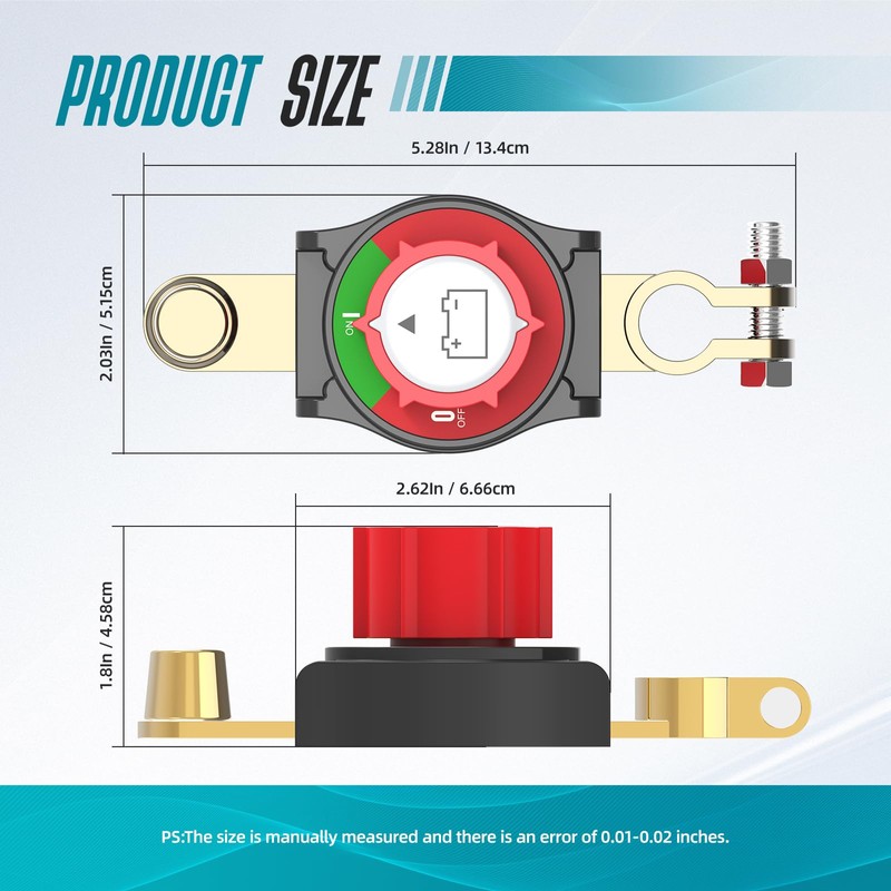 Hilictokt Top Post Battery Disconnect Switch On/Off 275A 12-48V Battery