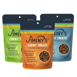 Jiminy's Chewy Cricket Dog Training Treats, Low Calorie, Hypoallergenic, Made in USA, 6oz, Variety Pack (Pack of 3)