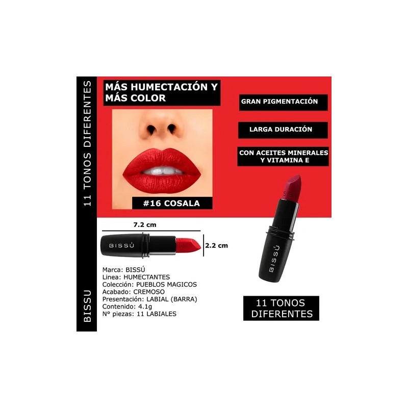 Kit Set 11 Labiales Bissu Humectante Tonos Rojos