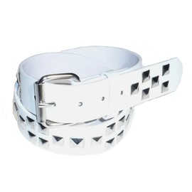 BeltsandStuds Goth Punk One Row Two Row Silver Studded Belt S 32 White