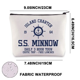 S.S. Minnow Makeup Bag Gilligans TV Show Gifts Skipper Jonas and Gilligan Skipper Boat Tours Zipper Pouch, Daily 3 hours