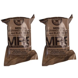 TWO (2) NEW MRE's 2020 - 2021 1st Insp. date - US Military Meals Ready-to-Eat w/FREE DESSERT! (Two 24's - Southwest Beef & Black Beans)