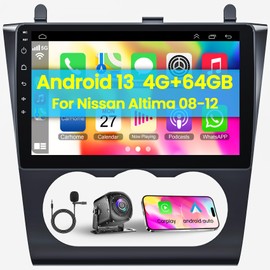 Car Radio for Nissan Altima 2008 2009 2010 2011 2012 Wireless Apple CarPlay Android Auto, 9 Inch Touch Screen for Altima Android Head Unit BT WiFi GPS Navi FM DSP Mirror Link SWC Rear Camera