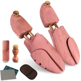 Wellnice Shoe Keeper Shoe Tree, Premium Red Cedar, 9.6 - 11.4 inches (24.5 - 29 cm), Brush, Shearling Cloth Included, Connected Wood Prints, Wrinkles, Prevents Deformation, Moisturizing, Deodorizing,