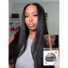 Nadula Yaki Straight Glueless 5x5 Thin HD BlendAway Lace Closure Bye Bye Knots Wigs Human Hair Pre Cut/Plucked/Bleached Match All Skin Tones Pre Everything Glueless Wigs 180% Density 18inch