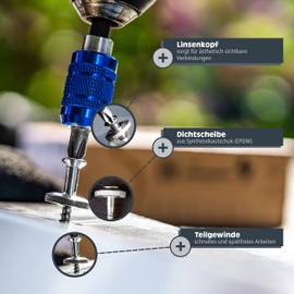 HELPMATE Spengler Screws 4.5 x 45 mm, Pack of 50, DIN 7995, Stainless Steel A2, PZ2, DIN 7995, Roofing Screws, Rounded Head with Washer and EPDM-Di, Silver, 4.5 x 45 mm