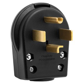 Nema 14-30P Plug 30 Amp 125/250 Volt Angle Plug, 3 Pole 3 Wire Grounding Straight Blade Plug for Dyer and Ranges, Work with Cable OD Max. 1.0 Inch