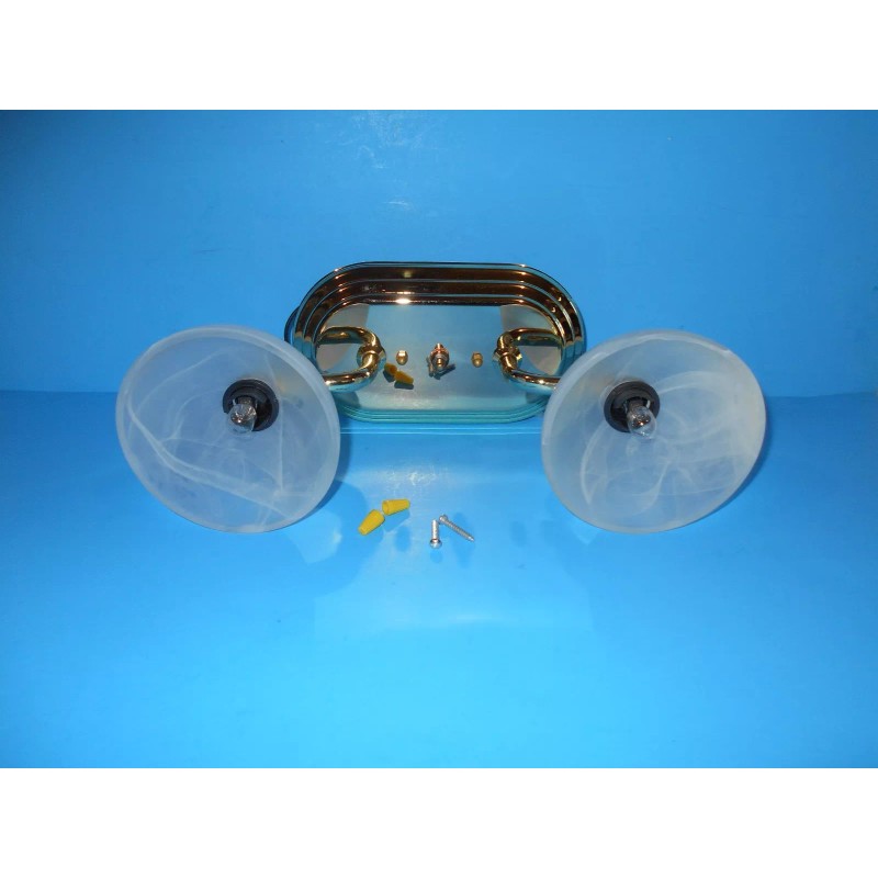 ITC *12 VOLT RV DUAL CEILING LIGHT POLISH BRASS FROSTED