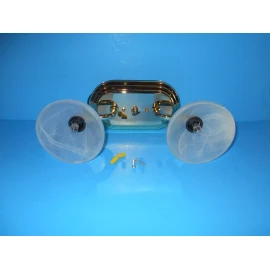 ITC *12 VOLT RV DUAL CEILING LIGHT POLISH BRASS FROSTED COVERS ITC 39050 FREE SHIP