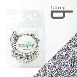 Silver Macaroni Dragees | Wedding | Anniversary | Bridal Shower | Hannukah | New Year's | Christmas Metallic Sprinkles, 2OZ (sample size)