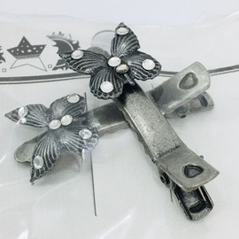 Unbranded Y2K Vintage Butterfly Hair Clip Barrette PAIR Clear Rhinestone Silver Tone