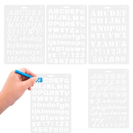 Small Letter Stencils,4 PCS Stencils Letters,Alphabet Stencils Letters Painting Assorted Styles Letter and Number Stencils Artistic Drafting Drawing Templates Stencil for DIY Craft Journal Photo Album