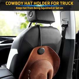 LANVRION Cowboy Hat Holder for Truck, Magnetic Hat Clip Leather Hat Rack for Car, Headrest Hat Hanger Vehicle Hat Organizer Accessories - Keep Hat Shape, Beige, 1 Pack