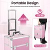 Rolling Makeup Train Case with Lockable Drawer, Pink Cosmetic Organizer