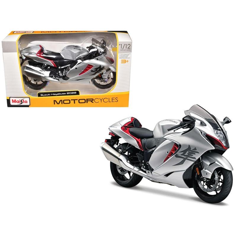 2022 Suzuki Hayabusa Silver Metallic 1/12 Diecast Motorcycle Model