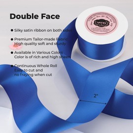 VATIN 50mm Solid Light Royal Blue Double Faced Polyester Satin Ribbon for Craft, Gift Wrapping, Hair Bow, Wedding Deco 23 Metre/Spool