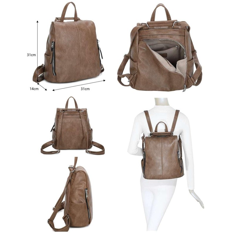 Women's Fashion PU Leather Backpack Large Capacity Rucksack School Travel