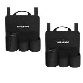 Yorkenbe 2 Packs Beach Chair Cup Holder, Chair Side Organizer with 2 Adjustable Fastener Strap and Hard Back Support, Easily Attached to Camping Chair, Patio Recliner Chair (2)