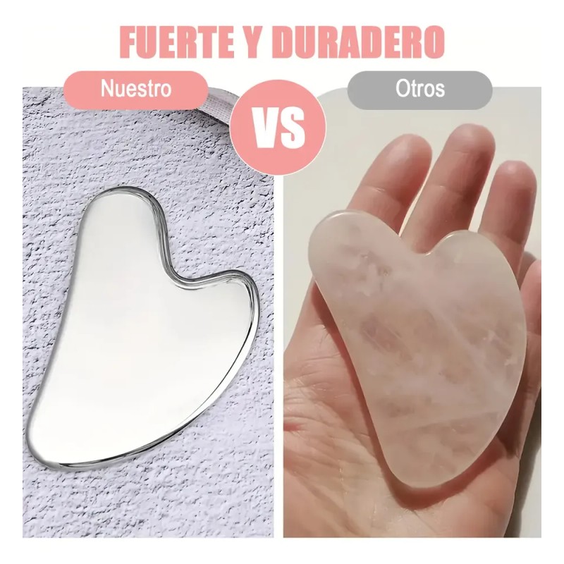 2pzs Gua Sha Facial Grande Acero Inoxidable Masajes Cuello