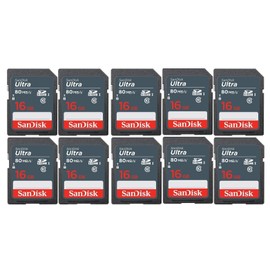 SanDisk 16GB Sandisk Ultra C10 SD cards 10 pack for Camera / Trail Camera / Computers
