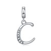 925 Sterling Silver Charm Pendant A to Z Clear CZ