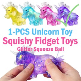 ZTATU Unicorn Glitter Squishy Ball, Stress Balls for Kids with Focus & Autism, Sensory Fidget Toys for Kids, Party Favors Stress Relief Toys for Office, School, Travel, Easter Basket Stuffers (Purple)
