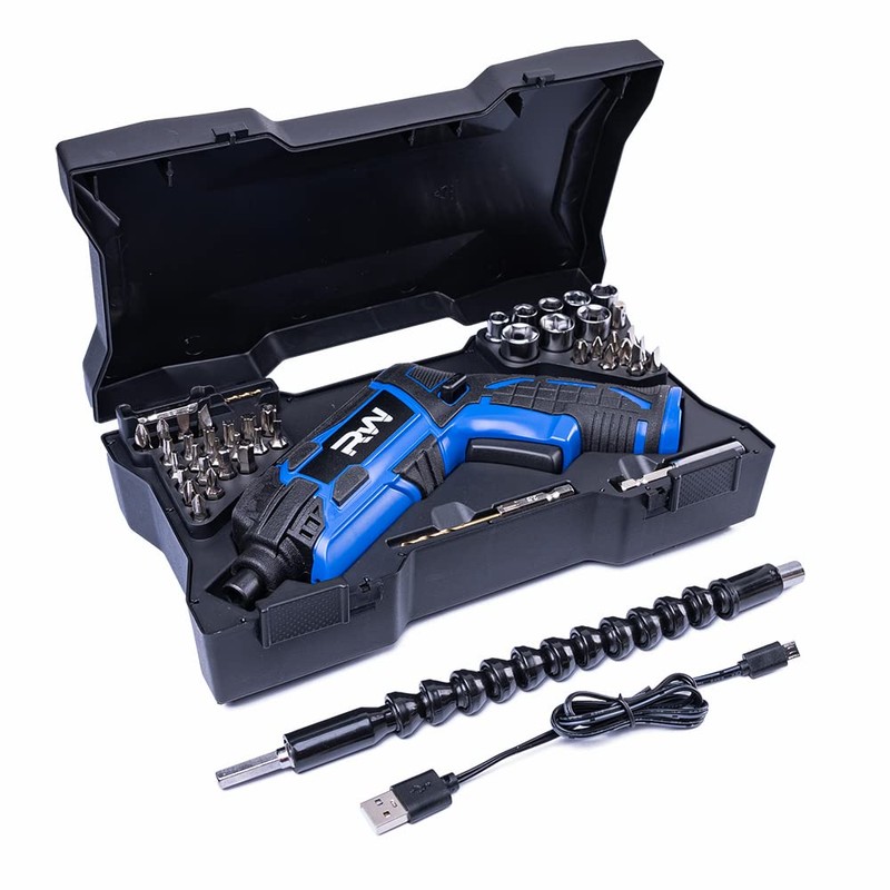 RealWork Electric Screwdriver, 4V Cordless screwdriver with rechargeable 1500mah Li-ion