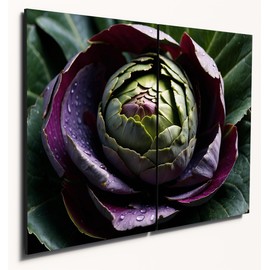 Artichoke Close-Up Wall Art - Bright & Vibrant Dual A4 MDF Wood Prints for Home Decor Canvas Alternative 40 x 30cm