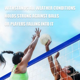 Portable Volleyball Net for Backyard Pool Beach Heavy Duty with 46ft Aircraft Steel Cable, Blue and White Adjustable Volleyball Nets Outdoor, Weather Resistant Material 32x3ft (Poles Not Included)