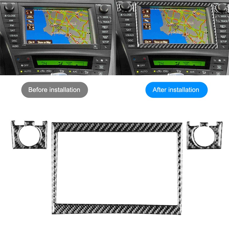 5pcs CD Radio Navigation Panel Trim Frame Carbon Fiber Sticker
