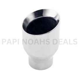 Papi Noah Stainless Steel Exhaust Tip 2.5" Inlet 4" Out Double Wall 7" Long Angle Cut SS