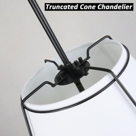 AXILAND Modern Pendant Light Fixtures, 16" White Linen Drum Pendant Lights, Adjustable Hanging Light Fixture with Metal Frame, Black Chandelier for Bedroom Dining Room Kitchen Island Living Room