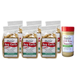 Butler Soy Curls, 8 oz bags - 6 Pack + Chik-Style Seasoning