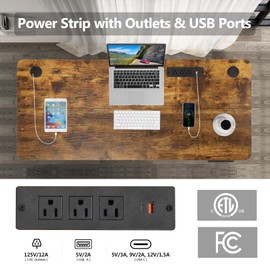 Legooin Electric Adjustable Height Standing Desk, 55×24 Inches Sit Stand Desk with Power Socket, 2 USB Ports, 3 Power Outlets, 4 Wheels,4 Memory Buttons Home Office Desk (Brown)