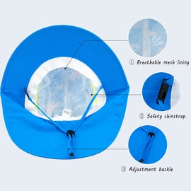 Foruhoo Sun Hat Boys Girls with Neck Protection, Hat UV Protection 50+ Quick-Drying, #1 Stripe Blue