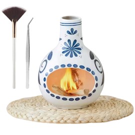 Zynzthos Handmade Ceramic Palo Santo Holder Burner & Sage Holder - Mini Tabletop Chiminea Burner Tray with Ash Catcher, Decorative Incense Holder for Spiritual Meditation & Yoga