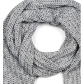 styleBREAKER 01018164 Women's Long Knitted Scarf with Ribs and Pearl Knitting Pattern, Warm Winter Knitted Scarf, Plain, lightgrey