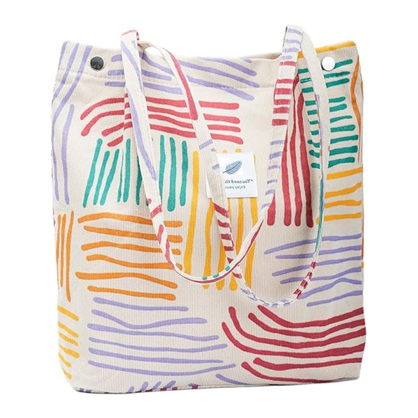 YanZhou Canvas Tote Bag for Women, Large Capacity Corduroy Quilted